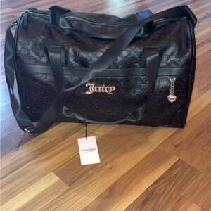 Juicy Couture Black Duffle Bag with Gold Logo Charm